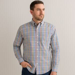 Peter Millar SZ L 100% Cotton Blue Orange Green White Check Button Down Shirt